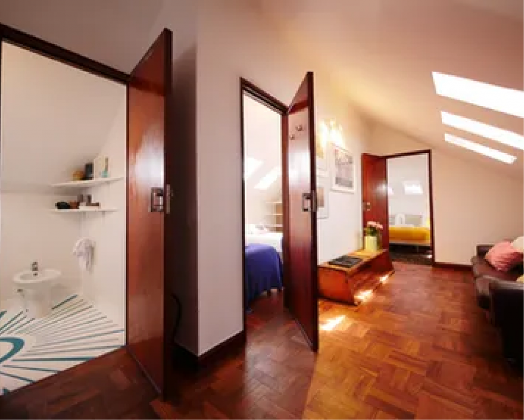 private flat with open doors