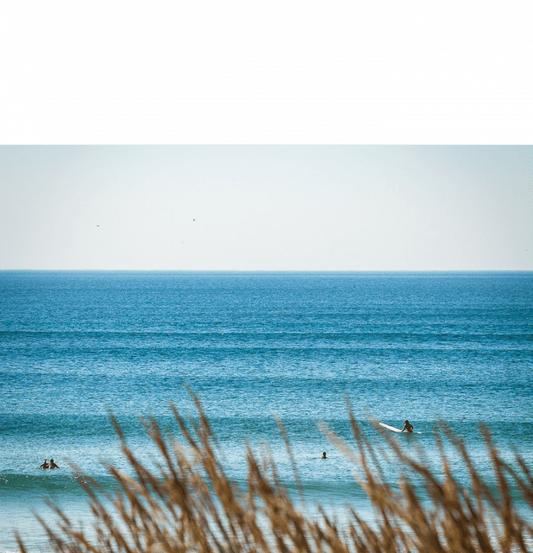 ocean waves with surfers